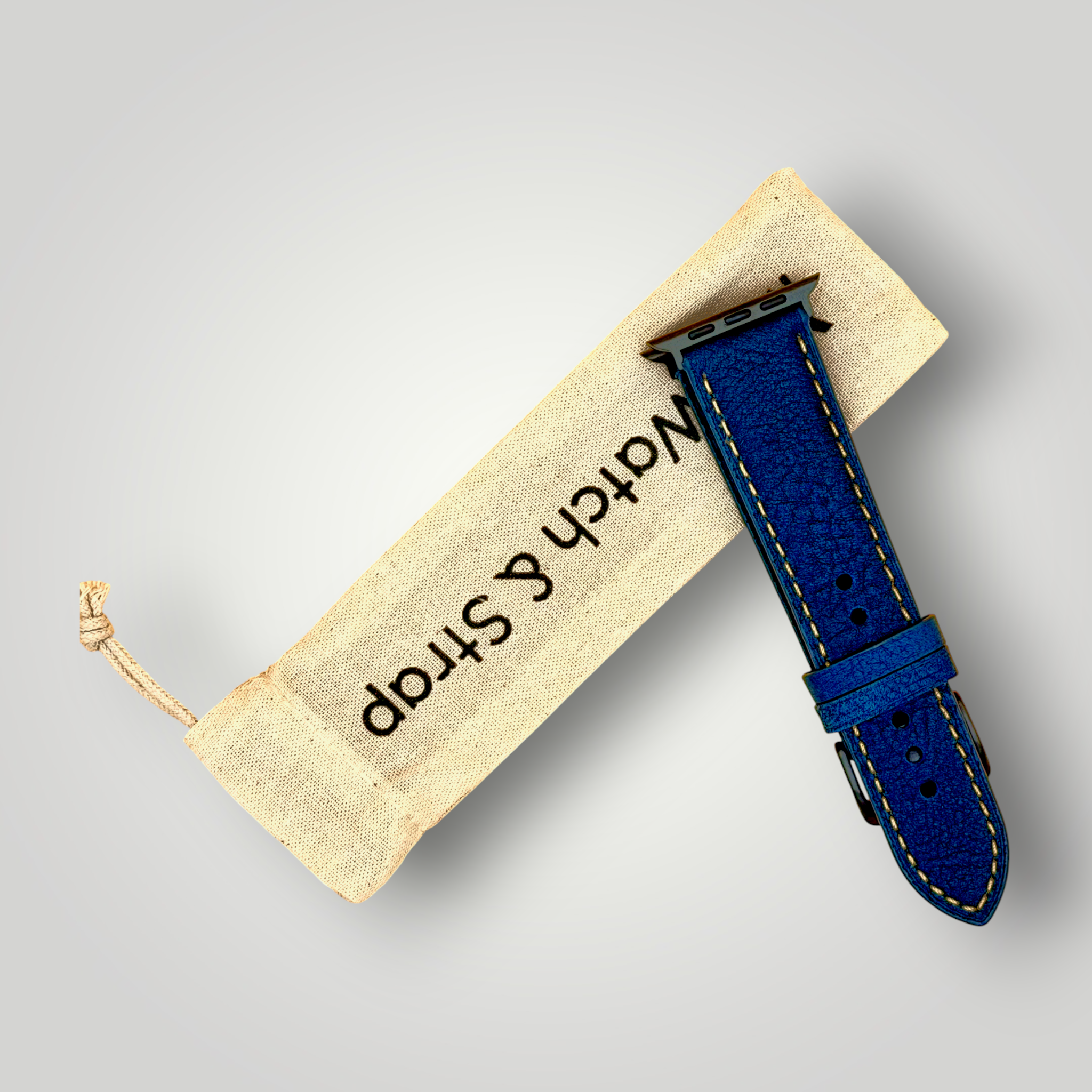 Watchandstrapco | The Rome - Prussian Blue Italian Full Grain Leather Apple Watch Strap