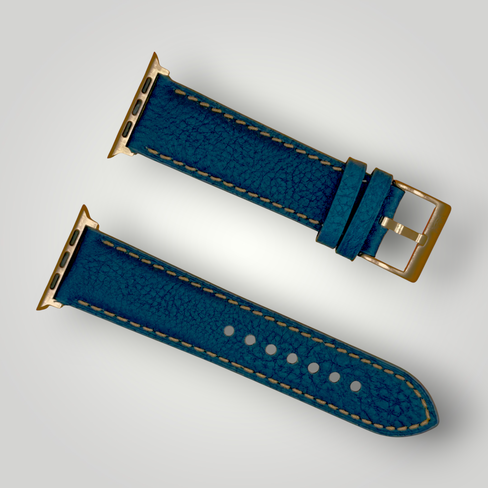 Watchandstrapco | The Rome - Prussian Blue Italian Full Grain Leather Apple Watch Strap