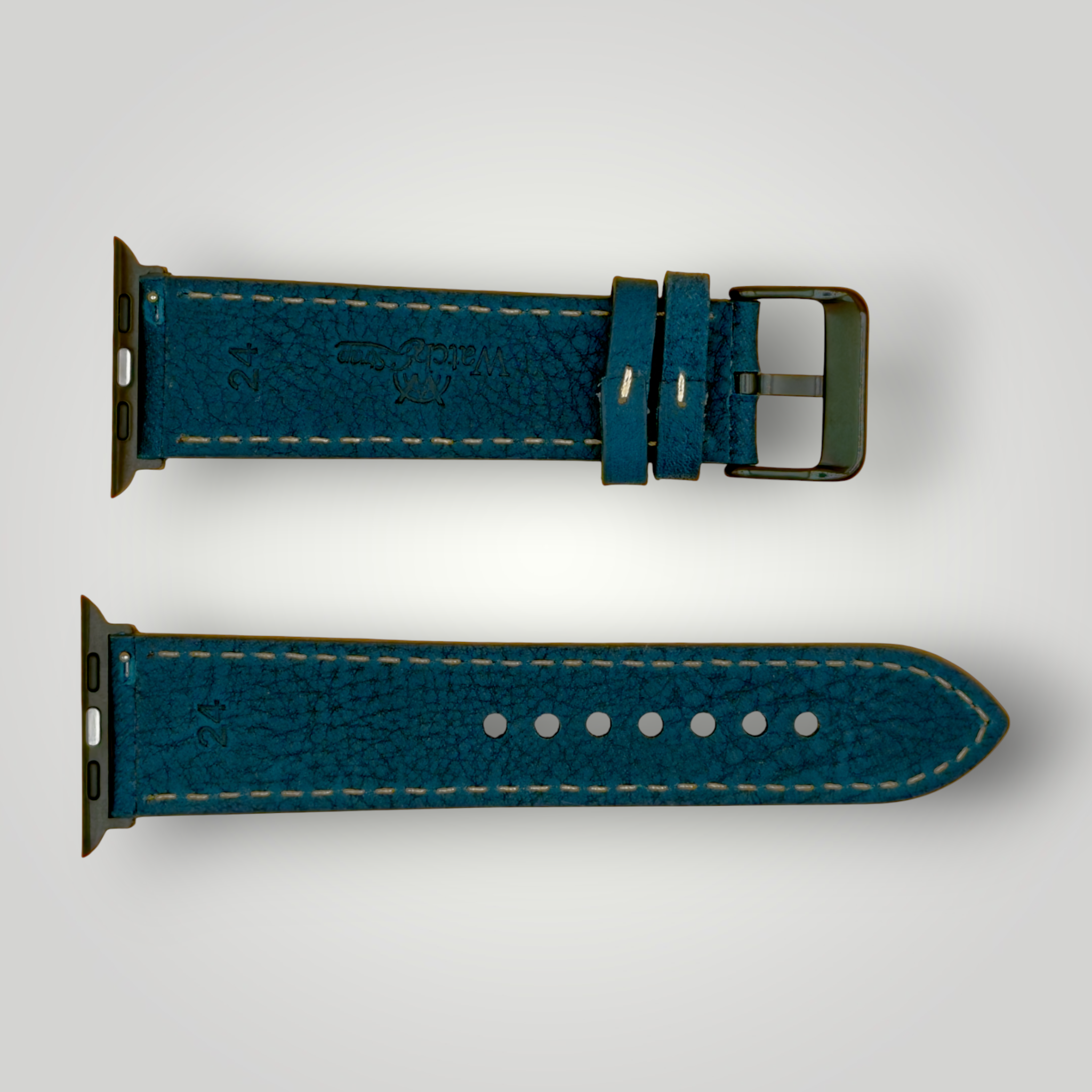 Watchandstrapco | The Rome - Prussian Blue Italian Full Grain Leather Apple Watch Strap