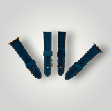 Watchandstrapco | The Rome - Prussian Blue Italian Full Grain Leather Apple Watch Strap