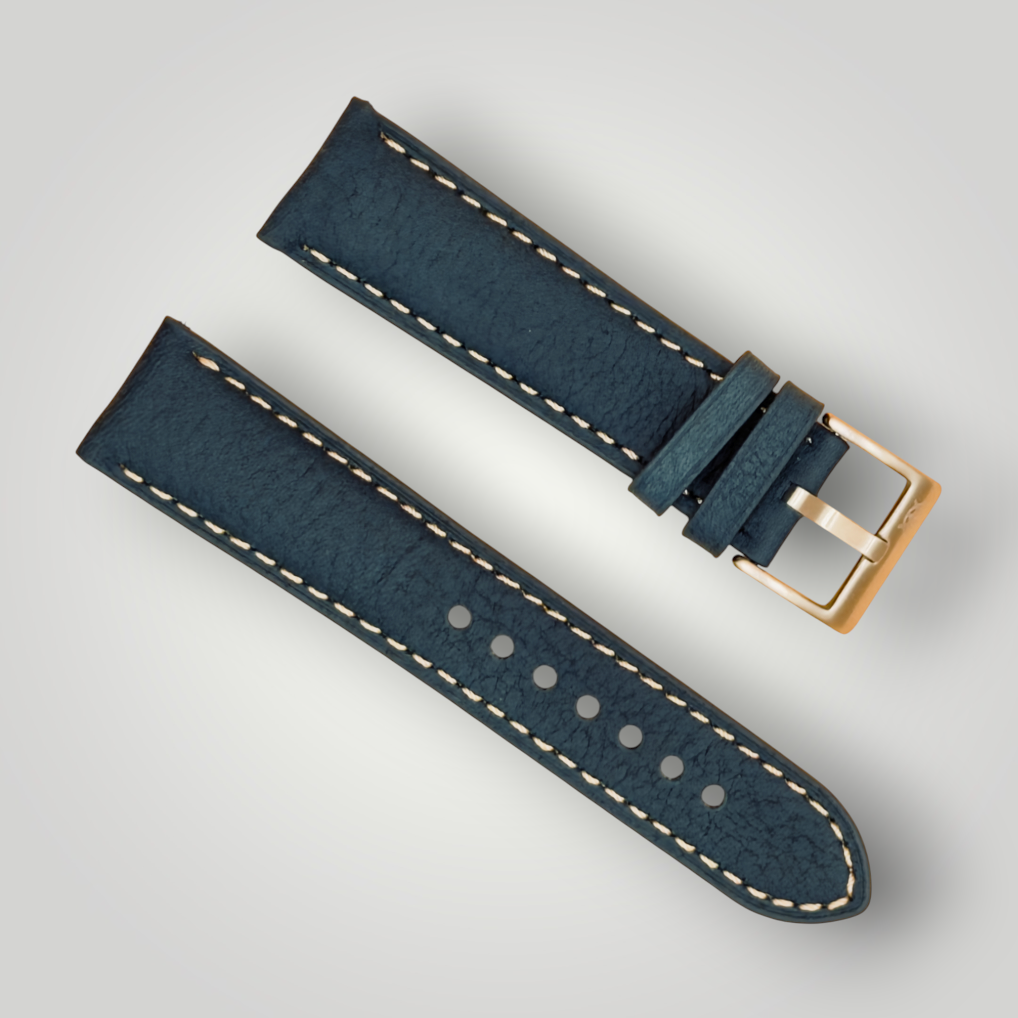 Watchandstrapco｜The Rome ローマ｜イタリアンフルグレインレザーウォッチストラップ｜プルシアンブルー