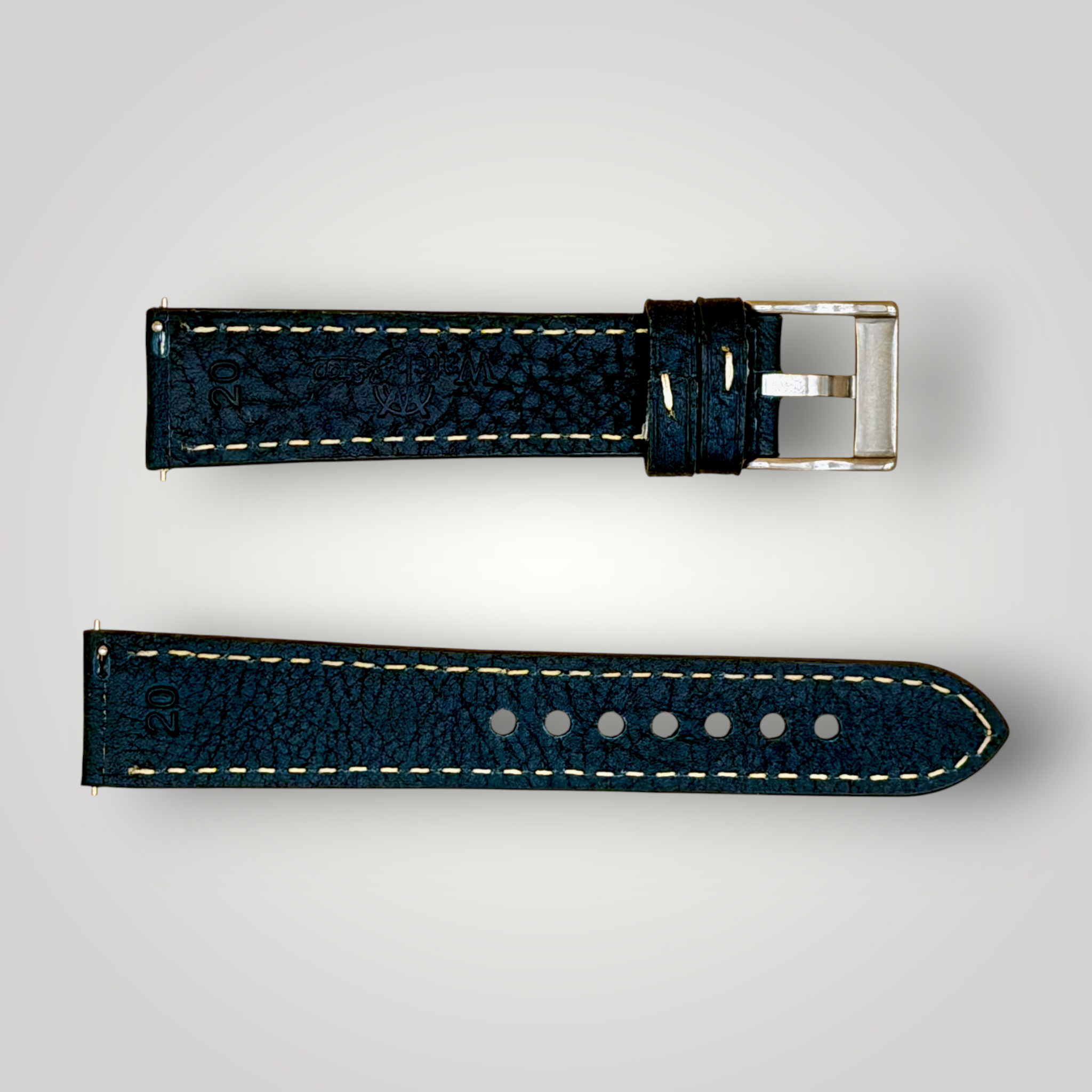 Watchandstrapco｜The Rome ローマ｜イタリアンフルグレインレザーウォッチストラップ｜プルシアンブルー