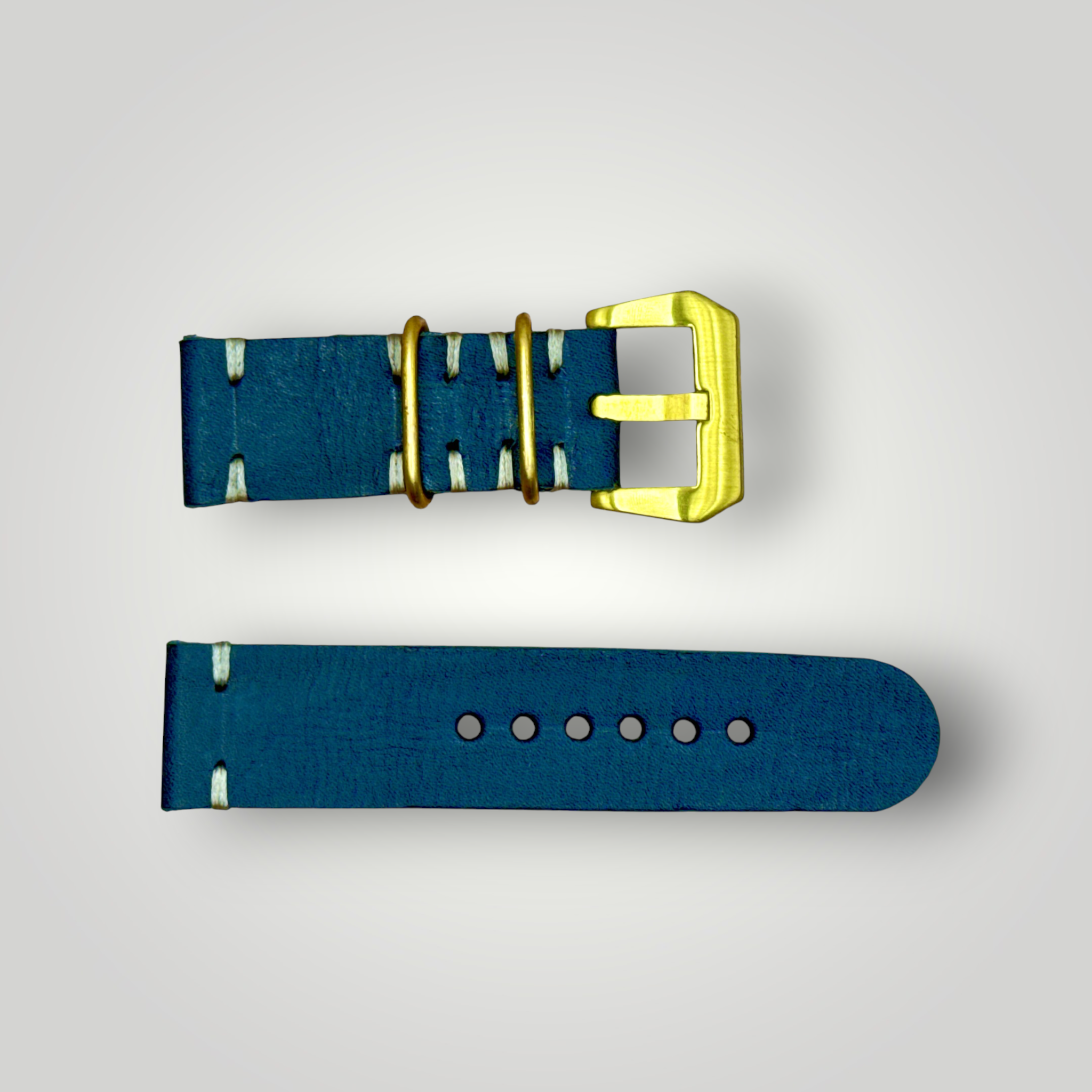 STEVEOSTRAPS | 2 Piece Nato Style Leather Strap - Dark Blue