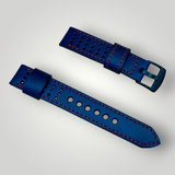 STEVEOSTRAPS F1 Rally Leather Strap – Blue & Red Stitching