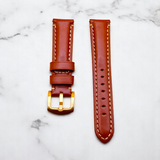 Watchandstrapco | The Oslo: Dark Caramel Brown Full Grain Leather Watch Strap