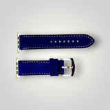 Watchandstrapco | The Paris: Padded Suede Apple Watch Strap - Navy Blue / Gunmetal Grey / Turquoise Blue