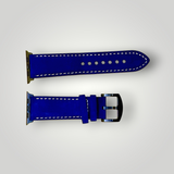 Watchandstrapco | The Paris: Padded Suede Apple Watch Strap - Navy Blue / Gunmetal Grey / Turquoise Blue