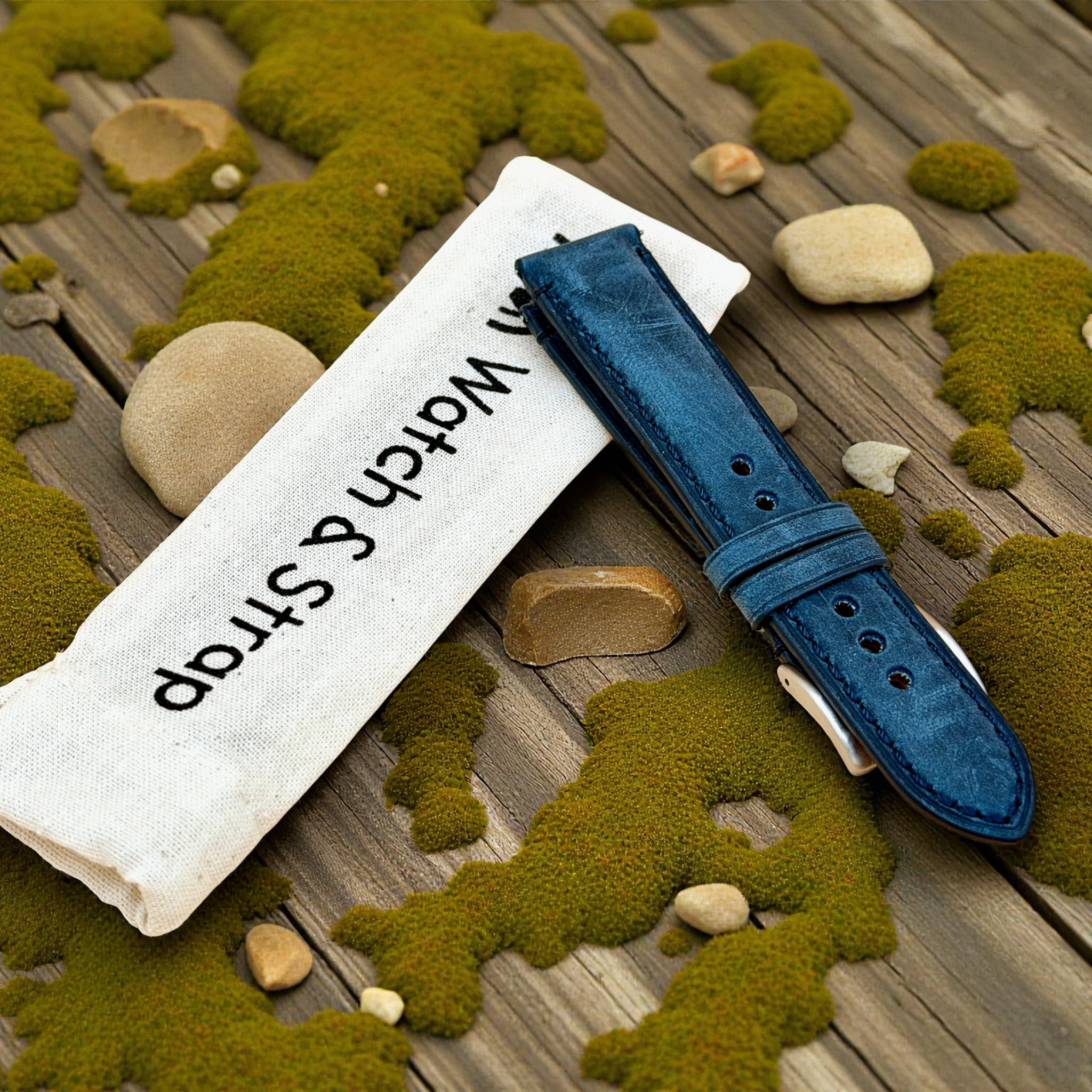 Watchandstrapco | The Austin: Air Force Blue Full Grain Leather Watch Strap