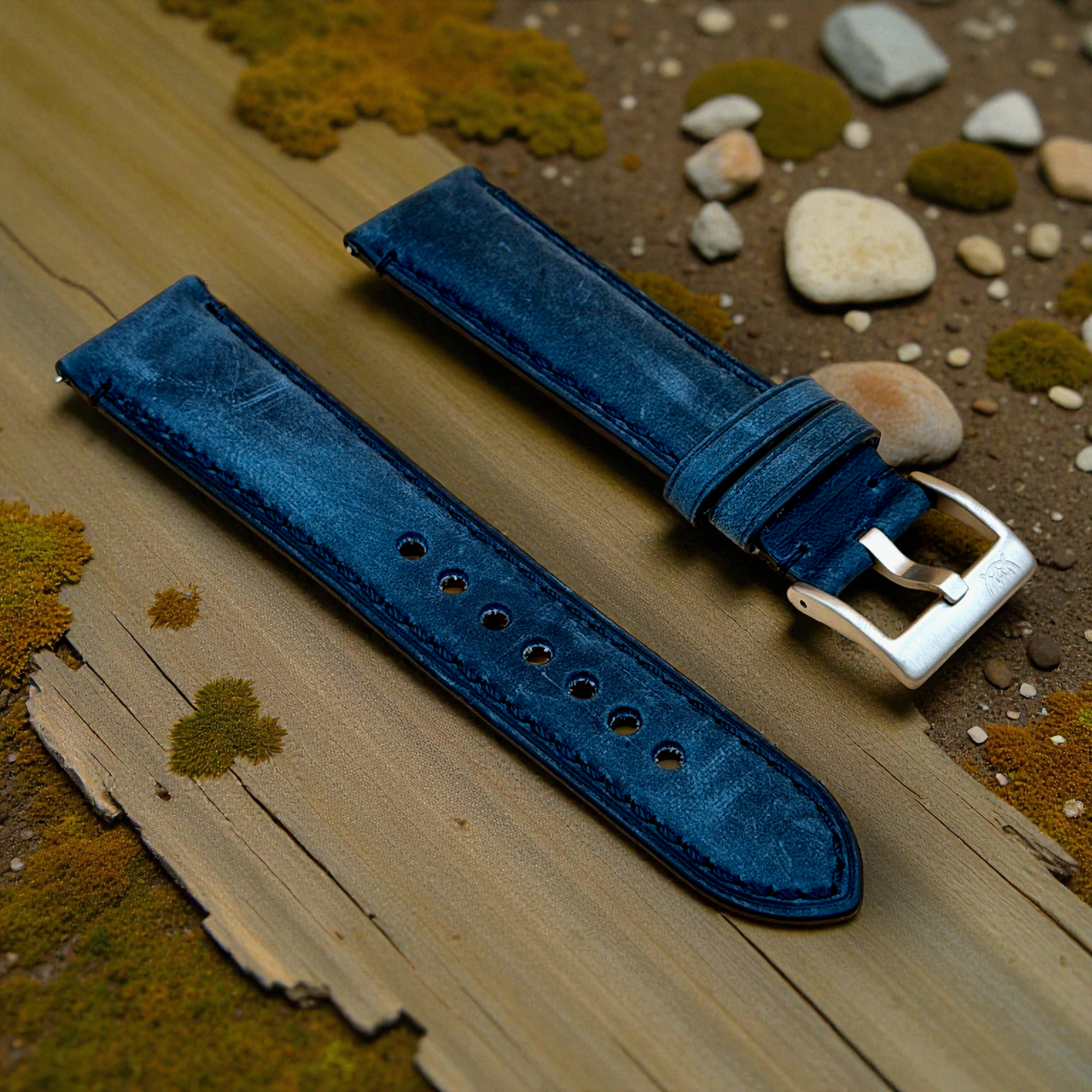 Watchandstrapco | The Austin: Air Force Blue Full Grain Leather Watch Strap