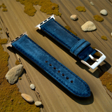Watchandstrapco | The Austin: Air Force Blue Full Grain Leather Apple Watch Strap