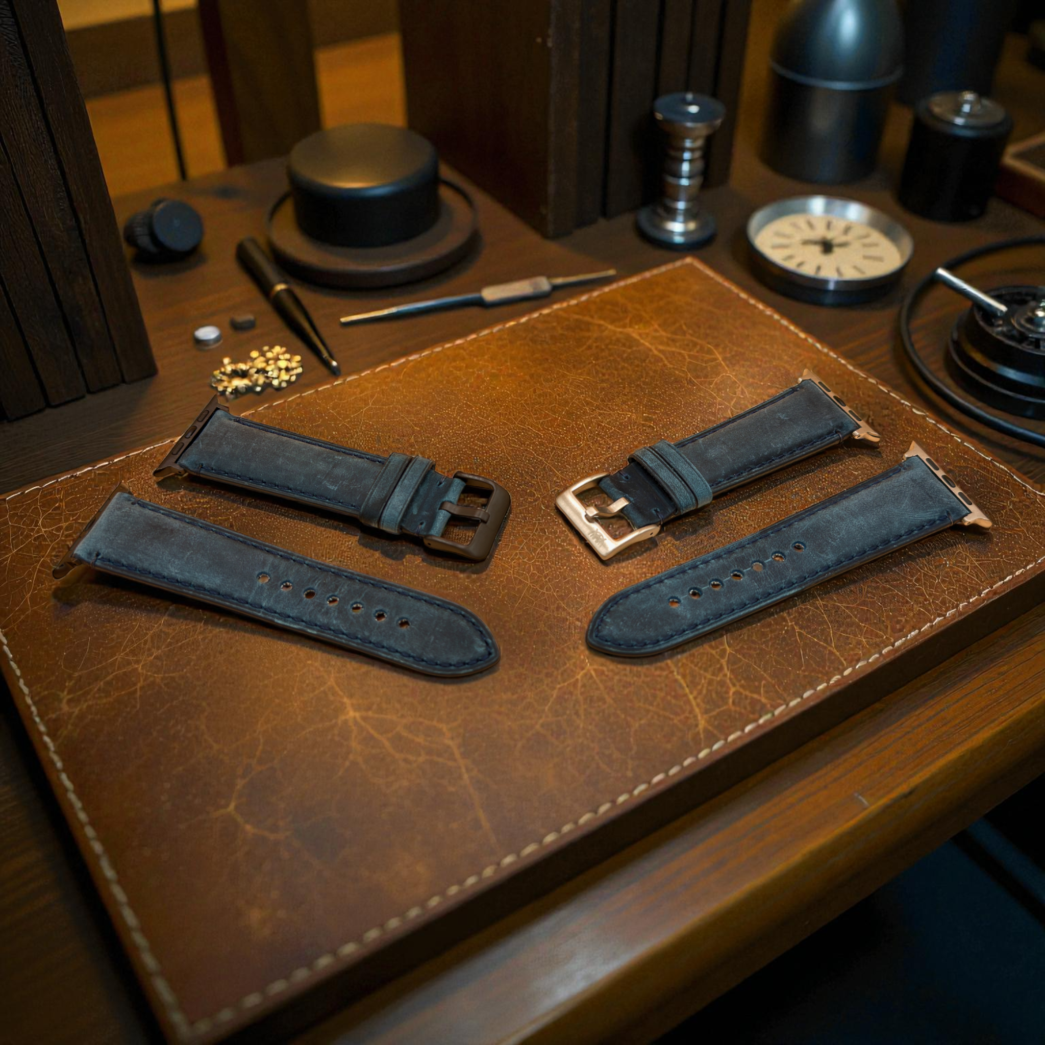 Watchandstrapco | The Austin: Air Force Blue Full Grain Leather Apple Watch Strap