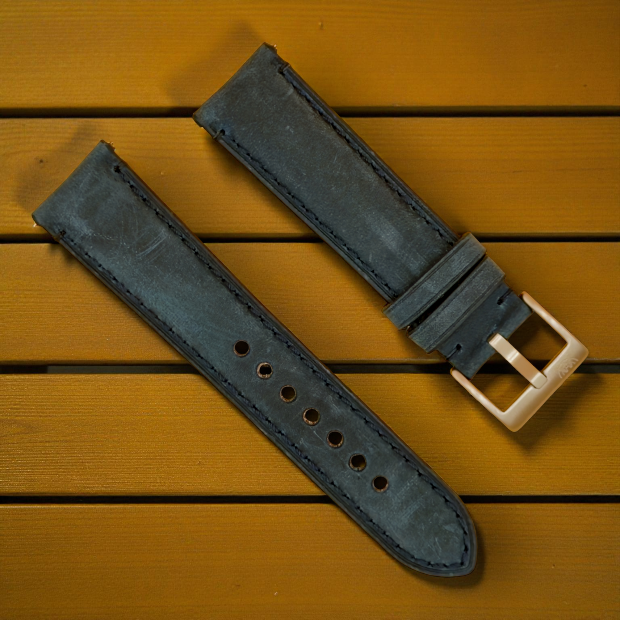 Watchandstrapco | The Austin: Air Force Blue Full Grain Leather Watch Strap