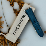 Watchandstrapco | The Austin: Air Force Blue Full Grain Leather Apple Watch Strap