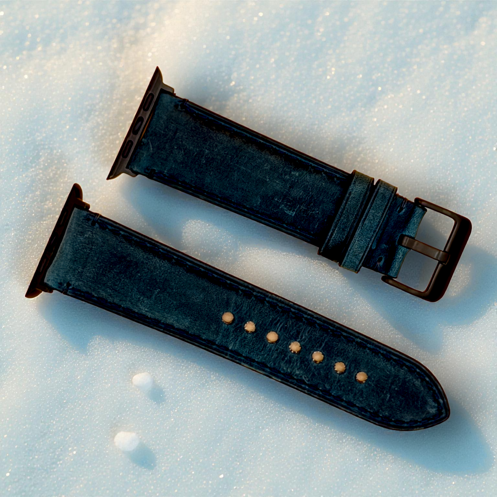 Watchandstrapco | The Austin: Air Force Blue Full Grain Leather Apple Watch Strap