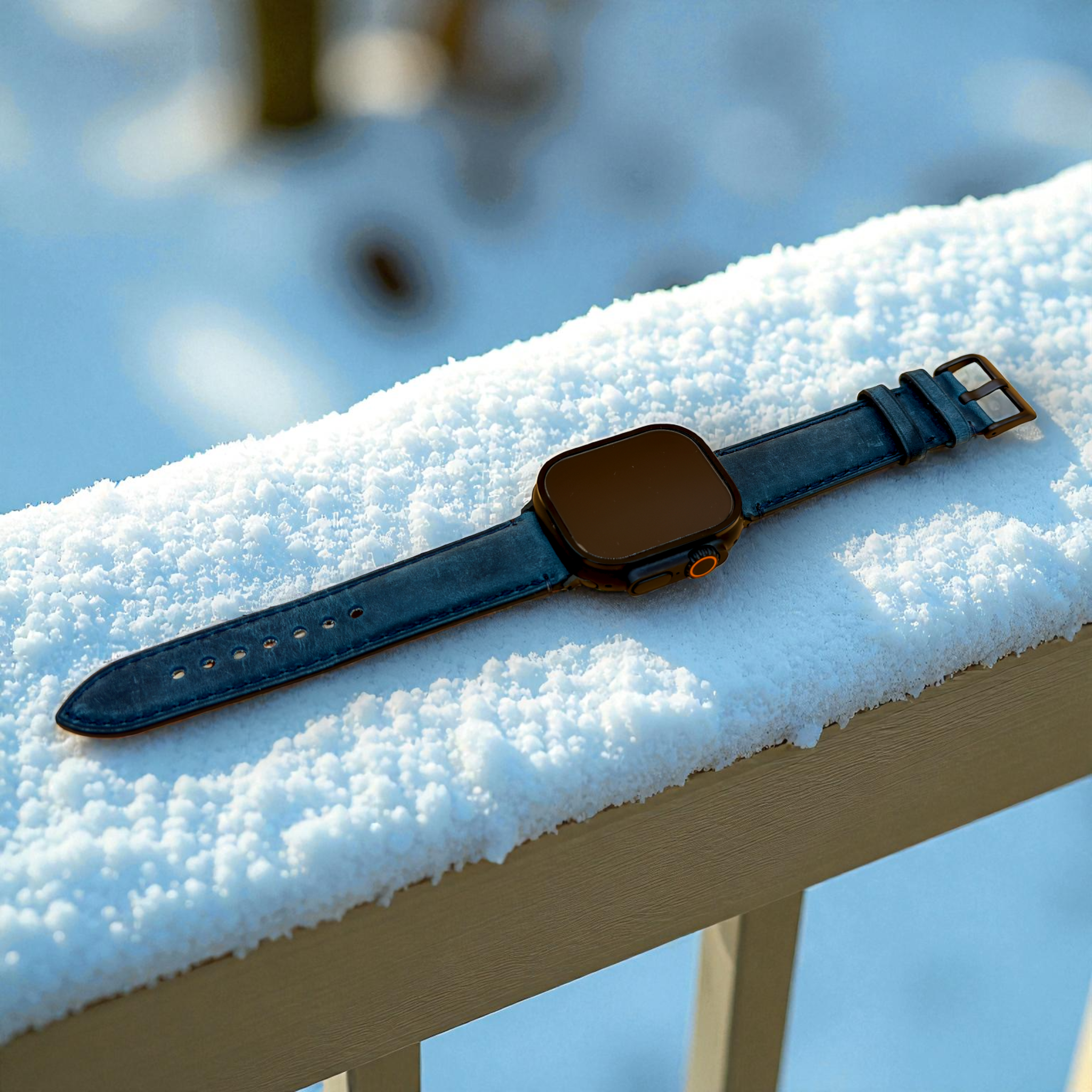 Watchandstrapco | The Austin: Air Force Blue Full Grain Leather Apple Watch Strap
