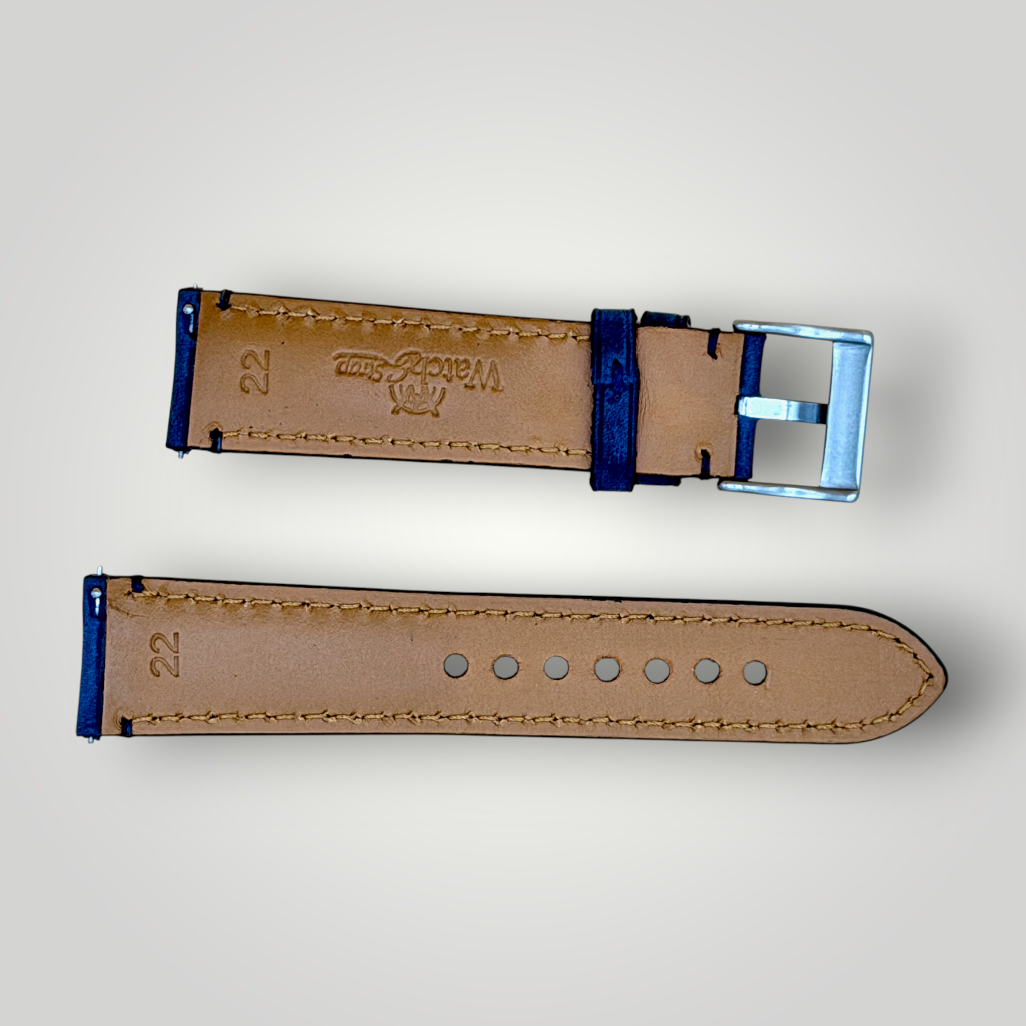 Watchandstrapco | The Austin: Air Force Blue Full Grain Leather Watch Strap