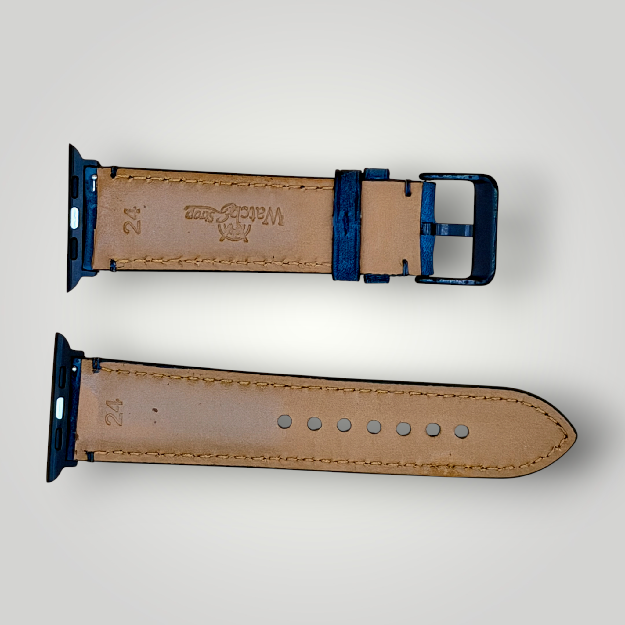 Watchandstrapco | The Austin: Air Force Blue Full Grain Leather Apple Watch Strap