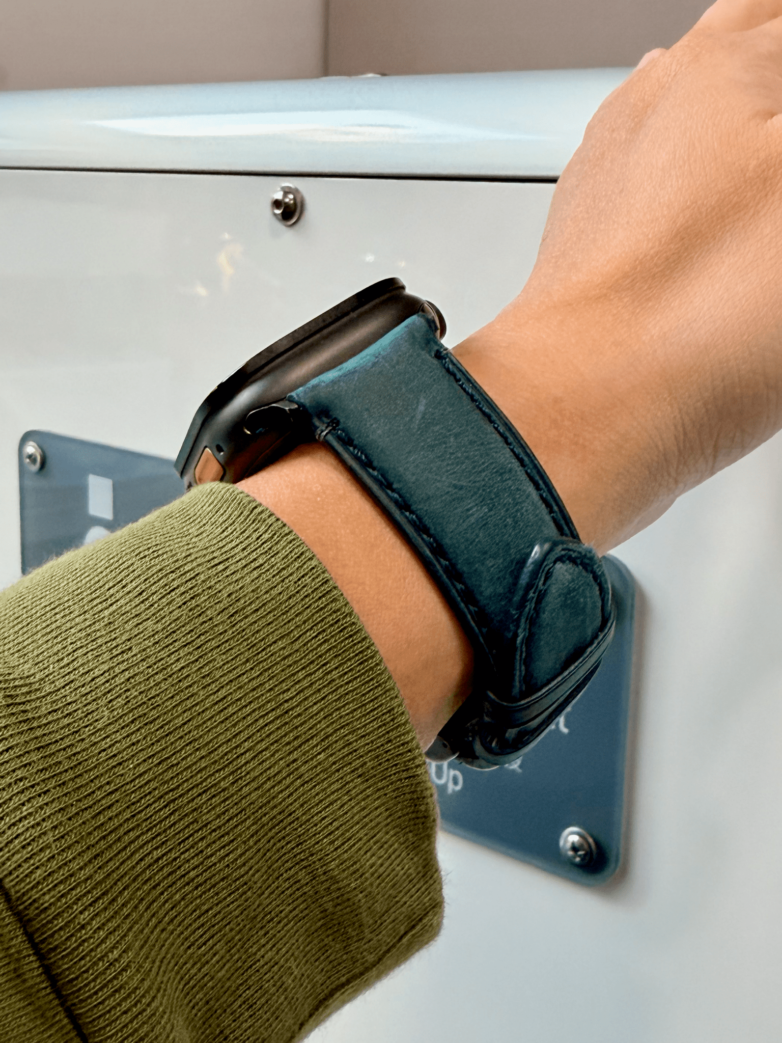 Watchandstrapco Austin Full-Grain Leather Apple Watch Strap — Air Force Blue — 46/49mm - TagSthx-WATCHANDSTRAPCO-Apple Watch Strap