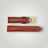 Watchandstrapco | The Berlin: Cracked Padded Leather Watch Strap - Burgundy / Blue