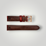Watchandstrapco | The Berlin: Cracked Padded Leather Watch Strap - Burgundy / Blue