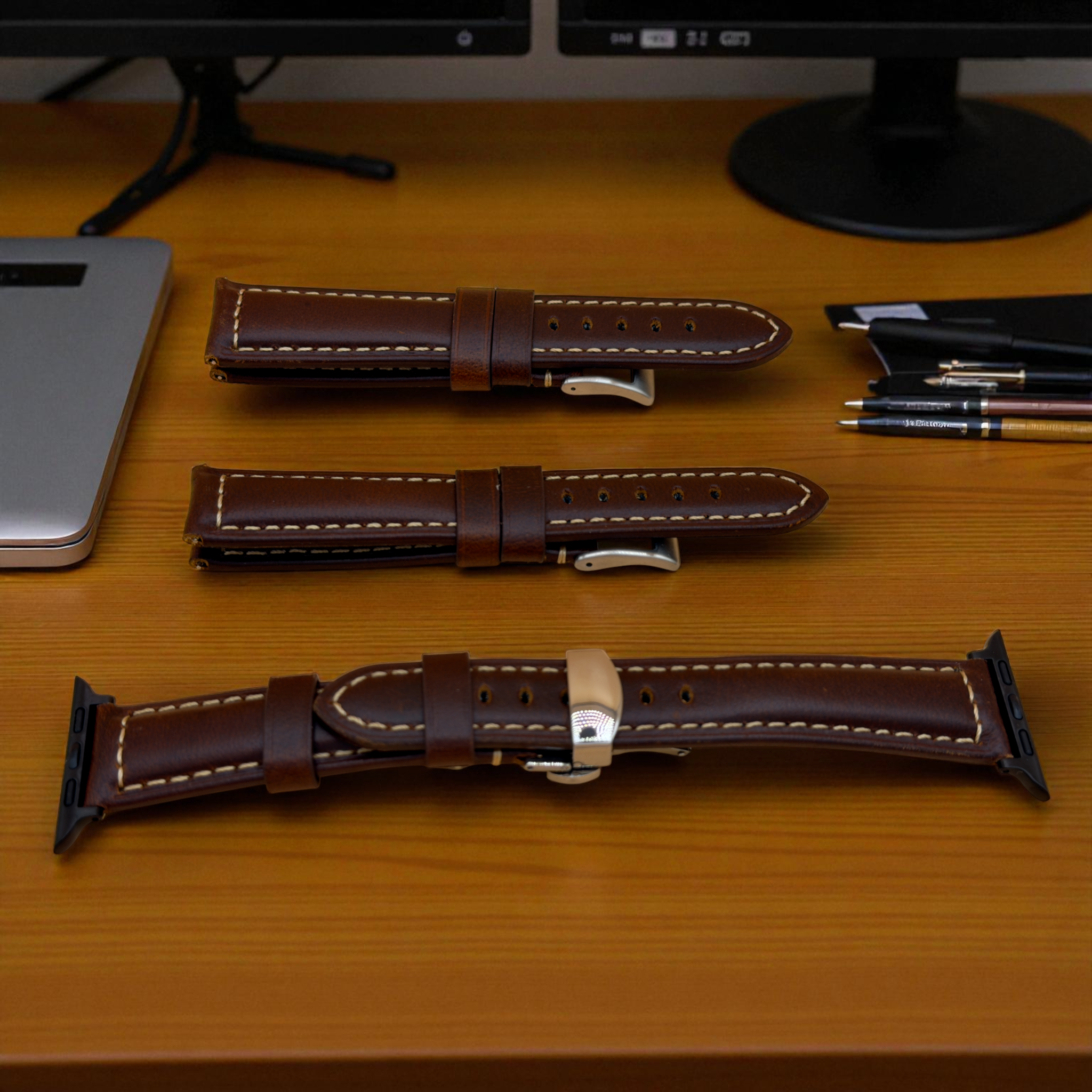 Watchandstrapco | The Berlin 粗獷紋理加厚皮革錶帶 | 雪茄棕、勃根地醇紅、沉穩靛藍