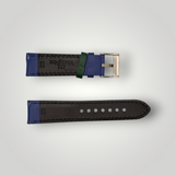 Watchandstrapco | Le Mans: Cobalt Blue and Green Leather Padded Racing Watch Strap