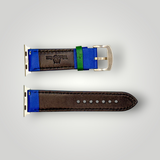 Watchandstrapco | Le Mans: Blue and Green Leather Racing Apple Watch Strap