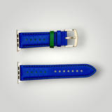 Watchandstrapco | Le Mans: Blue and Green Leather Racing Apple Watch Strap