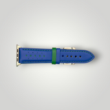 Watchandstrapco | Le Mans: Blue and Green Leather Racing Apple Watch Strap