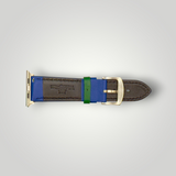 Watchandstrapco | Le Mans: Blue and Green Leather Racing Apple Watch Strap