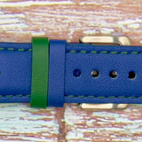 Watchandstrapco | Le Mans: Blue and Green Leather Racing Apple Watch Strap
