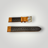 Watchandstrapco | The Monte Carlo – Vintage Tan Perforated Leather Rally Watch Strap