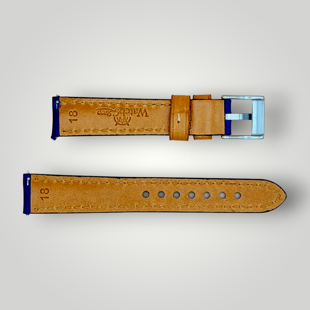 Watchandstrapco | The Oxford: Navy Blue Padded Calf Skin Watch Strap
