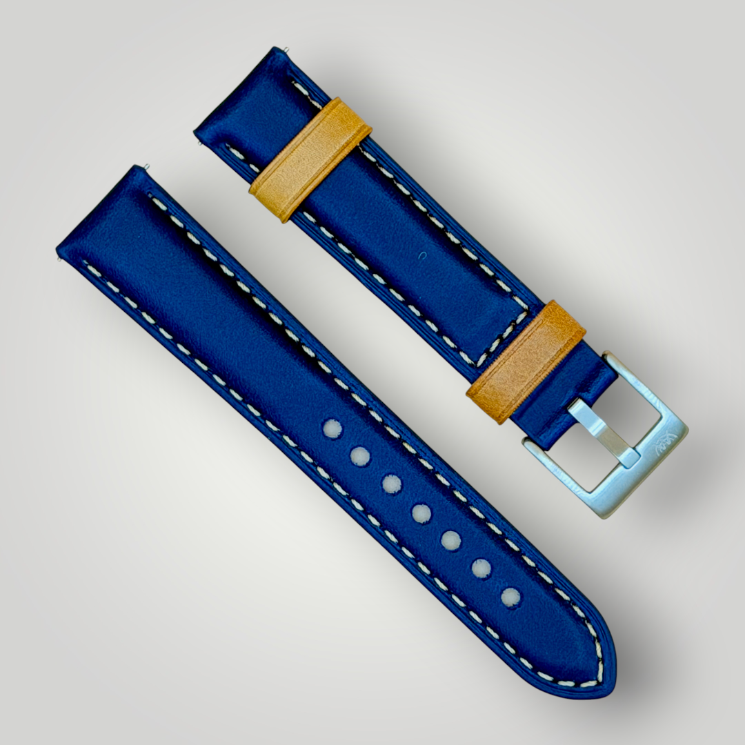 Watchandstrapco | The Oxford: Navy Blue Padded Calf Skin Watch Strap