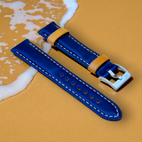Watchandstrapco | The Oxford: Navy Blue Padded Calf Skin Watch Strap