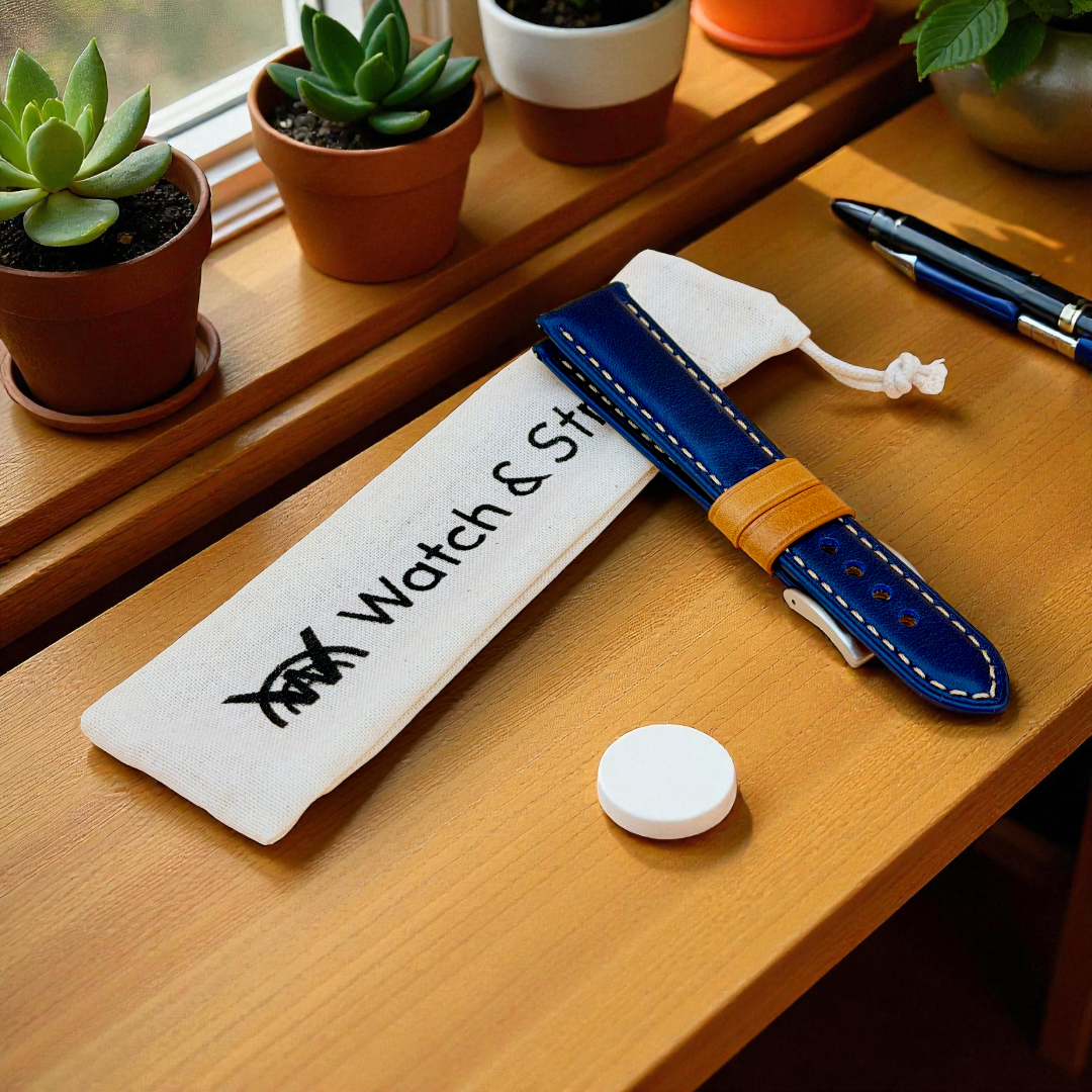 Watchandstrapco | The Oxford: Navy Blue Padded Calf Skin Watch Strap