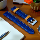 Watchandstrapco | The Oxford: Navy Blue Padded Calf Skin Watch Strap