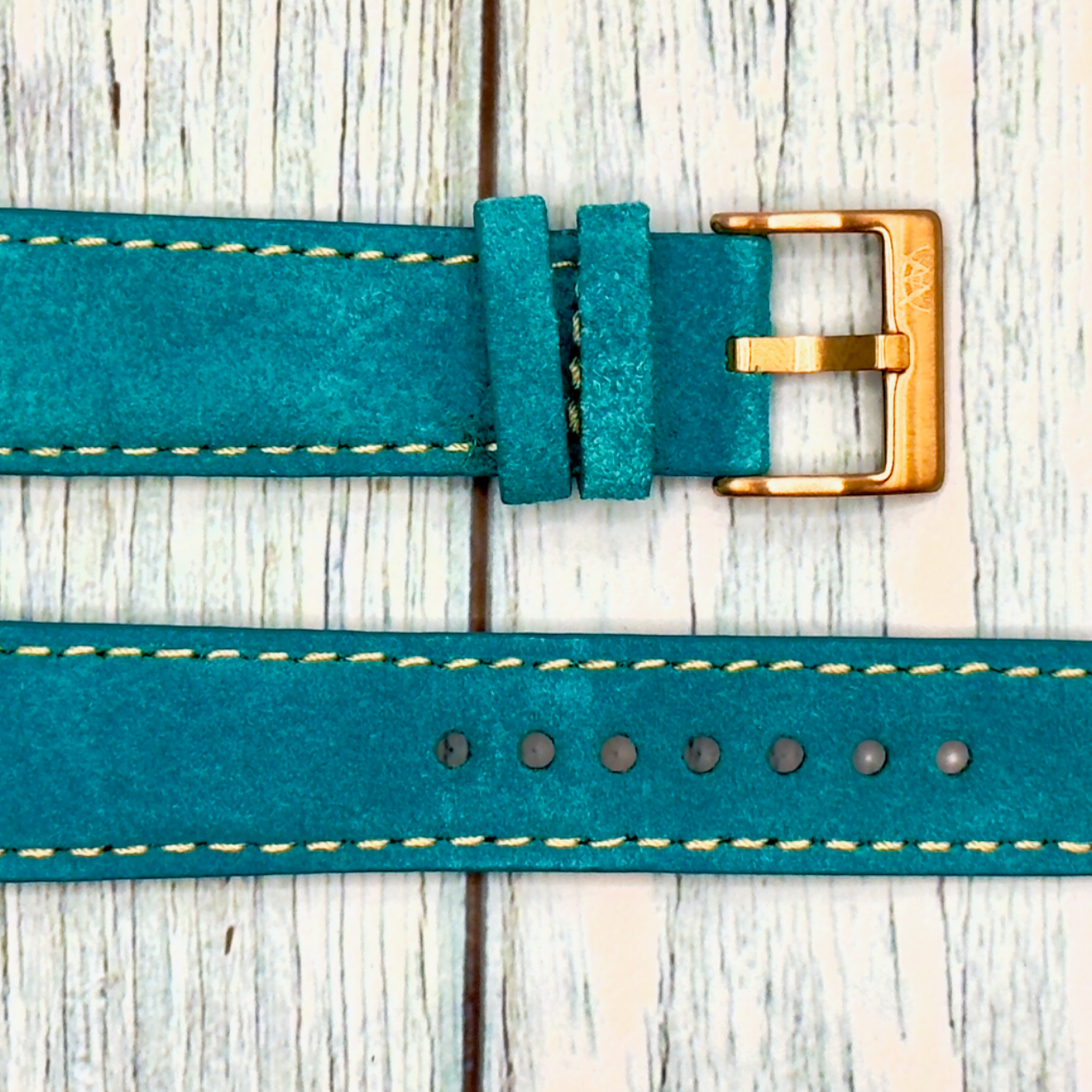 Watchandstrapco | The Paris: Padded Suede Apple Watch Strap - Navy Blue / Gunmetal Grey / Turquoise Blue