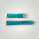 Watchandstrapco | The Paris: Padded Suede Apple Watch Strap - Navy Blue / Gunmetal Grey / Turquoise Blue