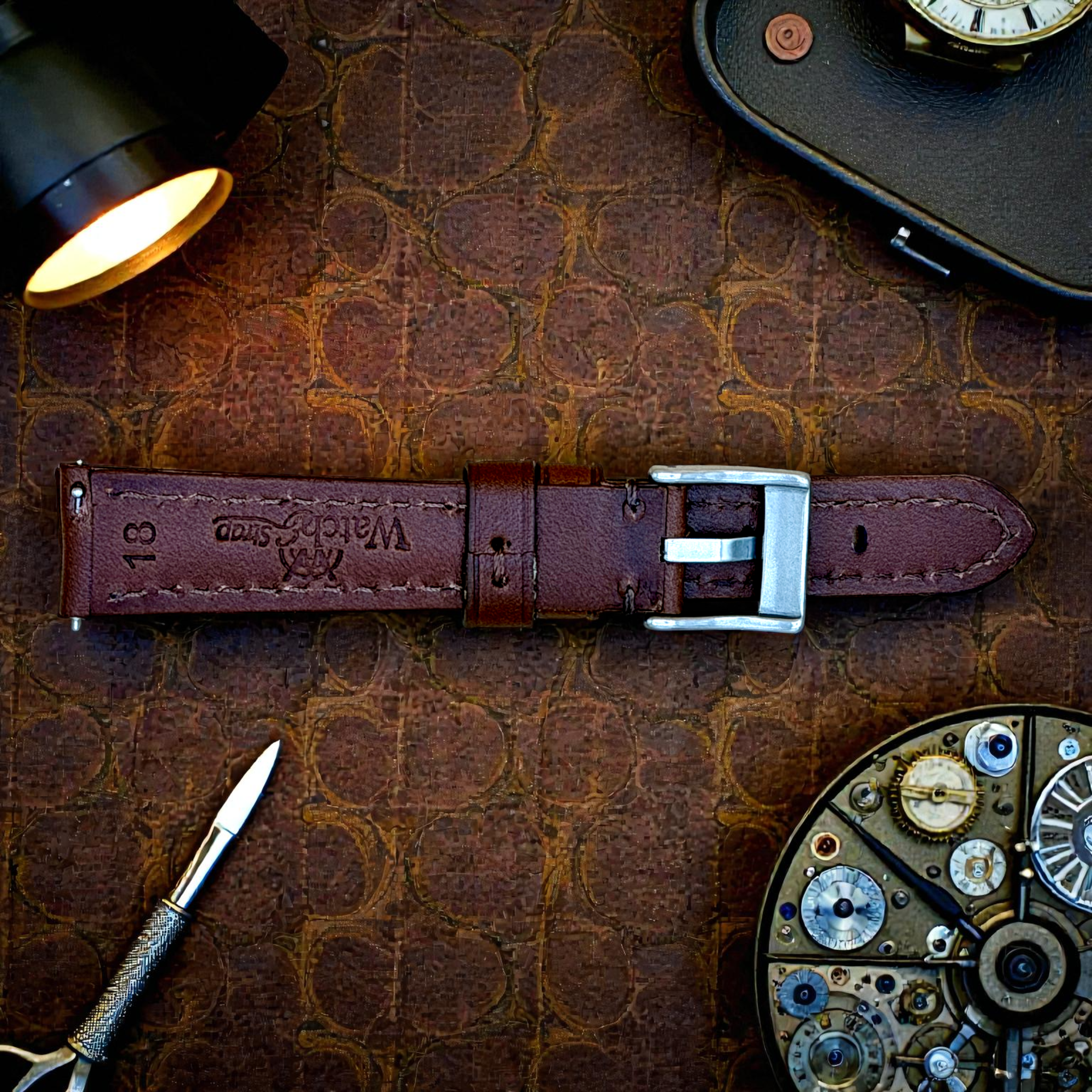Watchandstrapco | The Prague: Chestnut Brown Vegetable Tanned Full Grain Leather Watch Strap
