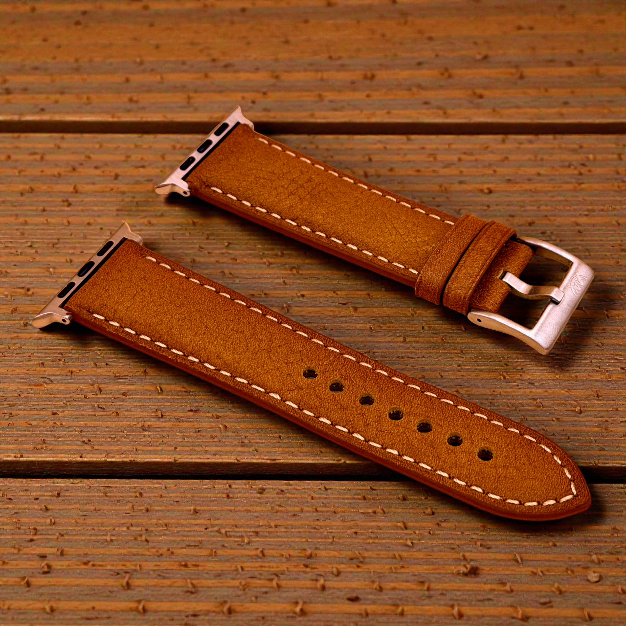 Watchandstrapco | The Rome: Copper Brown Italian Full Grain Leather Apple Watch Strap