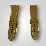 Watchandstrapco | The Venice – Army Green Italian Vegetable Tanned Leather Apple Watch Strap