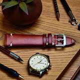 WatchGecko｜Vintage-Stitched Genuine Leather Watch Strap (Burgundy & Cognac)
