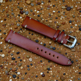 WatchGecko｜Vintage-Stitched Genuine Leather Watch Strap (Burgundy & Cognac)