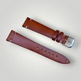 WatchGecko｜Vintage-Stitched Genuine Leather Watch Strap (Burgundy & Cognac)