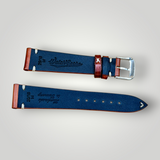 WatchGecko｜Vintage-Stitched Genuine Leather Watch Strap (Burgundy & Cognac)