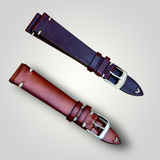 WatchGecko｜Vintage-Stitched Genuine Leather Watch Strap (Burgundy & Cognac)