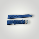 WatchGecko | Beaufort Racing Conceria Opera Suede Perforated Watch Strap - Midnight Blue Suede