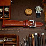 WatchGecko Flat Leather Watch Strap | Classic Rust Brown