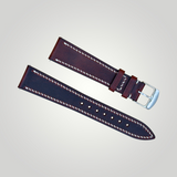 WatchGecko | Hand Stitched Crazy Horse Leather Watch Strap - Peacock Blue / Bordeaux